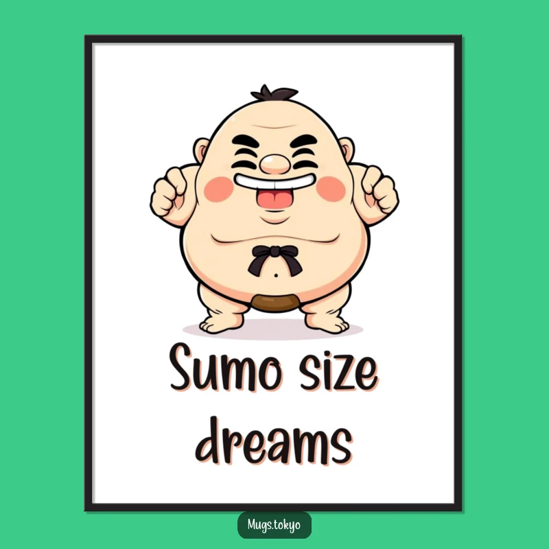 Funny Sumo Poster: Proud Grinning Character, Wall Art for Humorous Decor