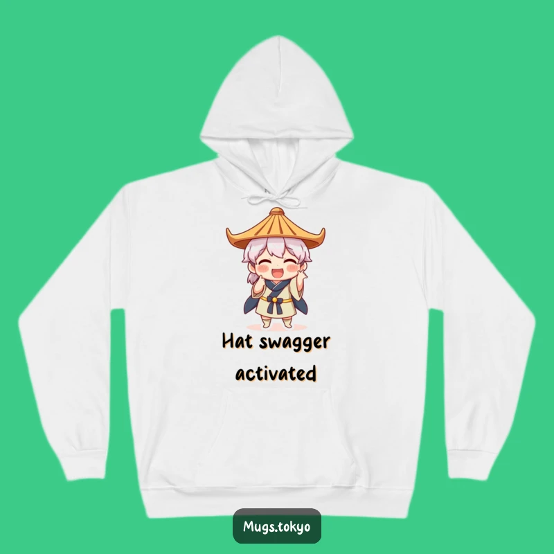 Funny Japanese Hat Pose Hoodie - Cozy Character Sweatshirt - Warm Cultural Funny Gift