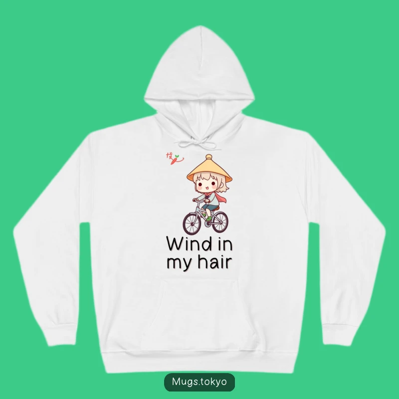 Cozy Funny Japanese Hat Hoodie - Cute Character Bicycle Rider Warm Gift
