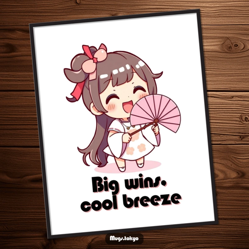 Funny Free Printable Wall Art: a character joyfully waving an oversized fan, adding a playful and breezy element to decor.