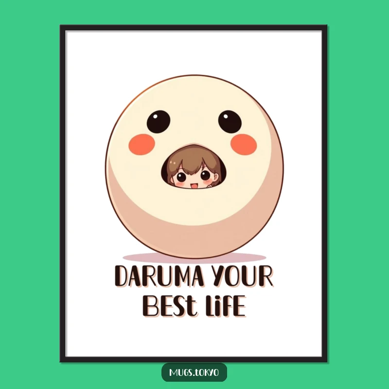 Daruma Doll Peekaboo Character Free Printable Wall Art, Quirky Japanese Inspired Decor