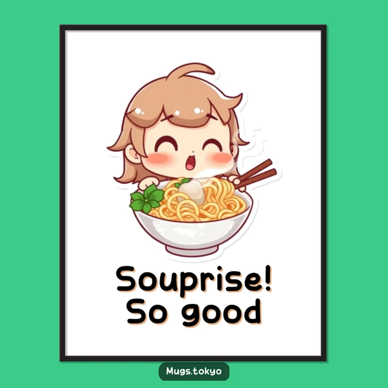 Free Printable Noodle Wall Art: Surprised Reaction Character Downloadable Art Gift