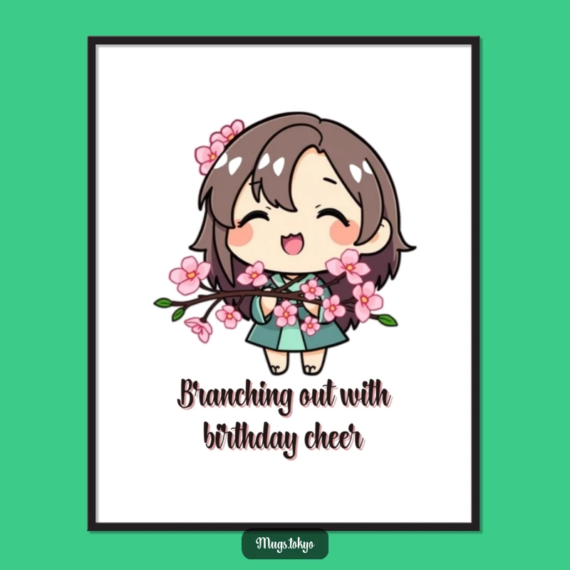 Free Printable Wall Art: Cherry Blossom Character Zen Downloadable Art Gift