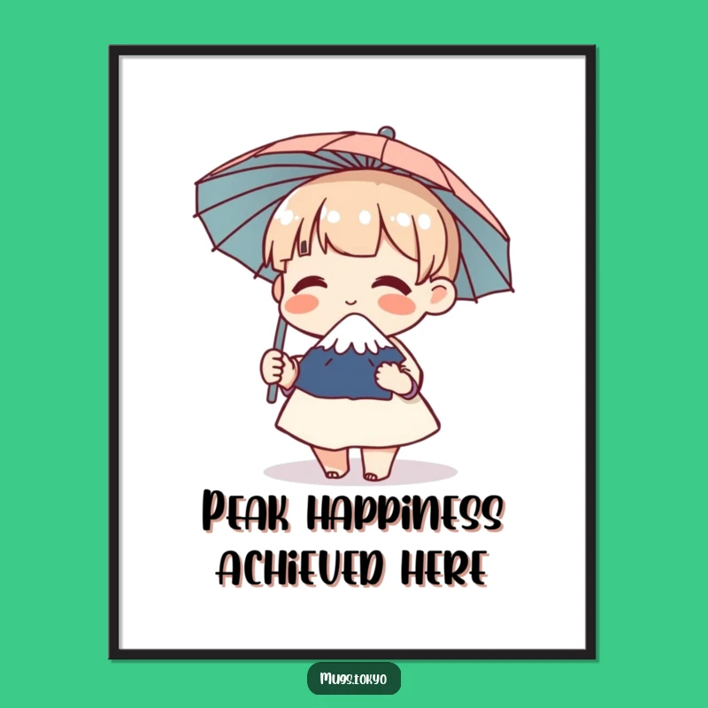 Funny Free Printable Wall Art: Giggling Fuji Umbrella Character Downloadable Decor