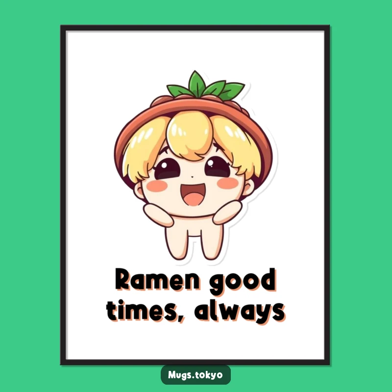 Funny Free Printable Wall Art: Ramen Hat Character, Quirky Downloadable Decor