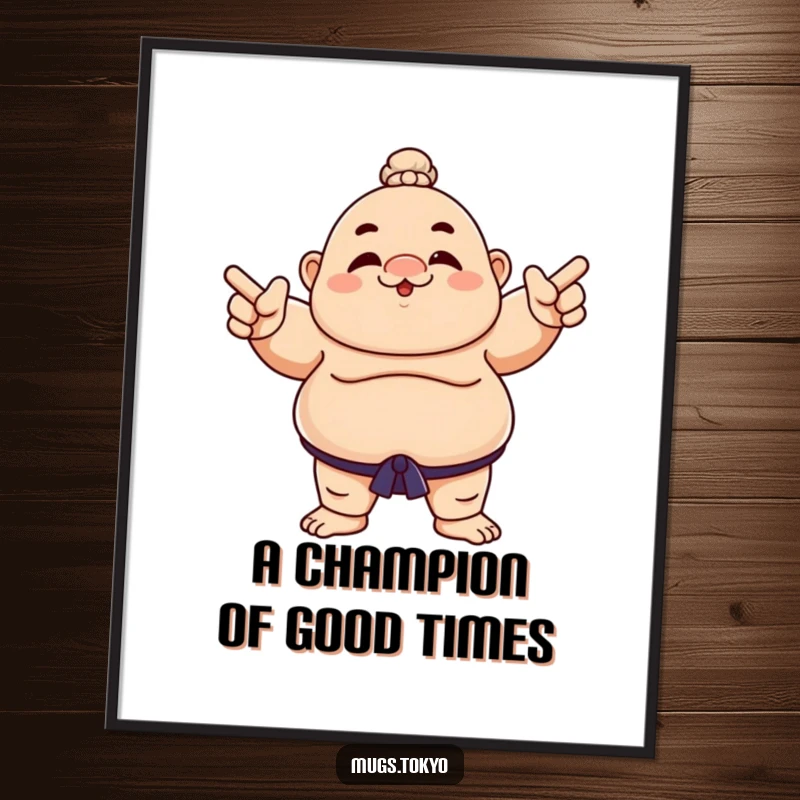 Funny Free Printable Wall Art: A sumo wrestler character playfully pointing, bringing a touch of humor and energy to the room.