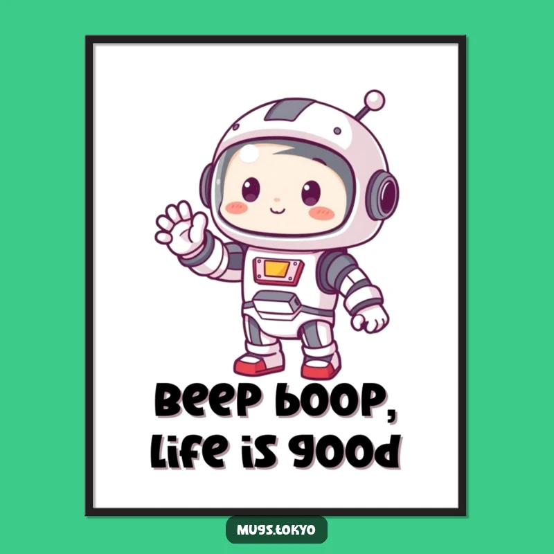 Funny Free Printable Wall Art: Waving Robot Character, Quirky Downloadable Art!