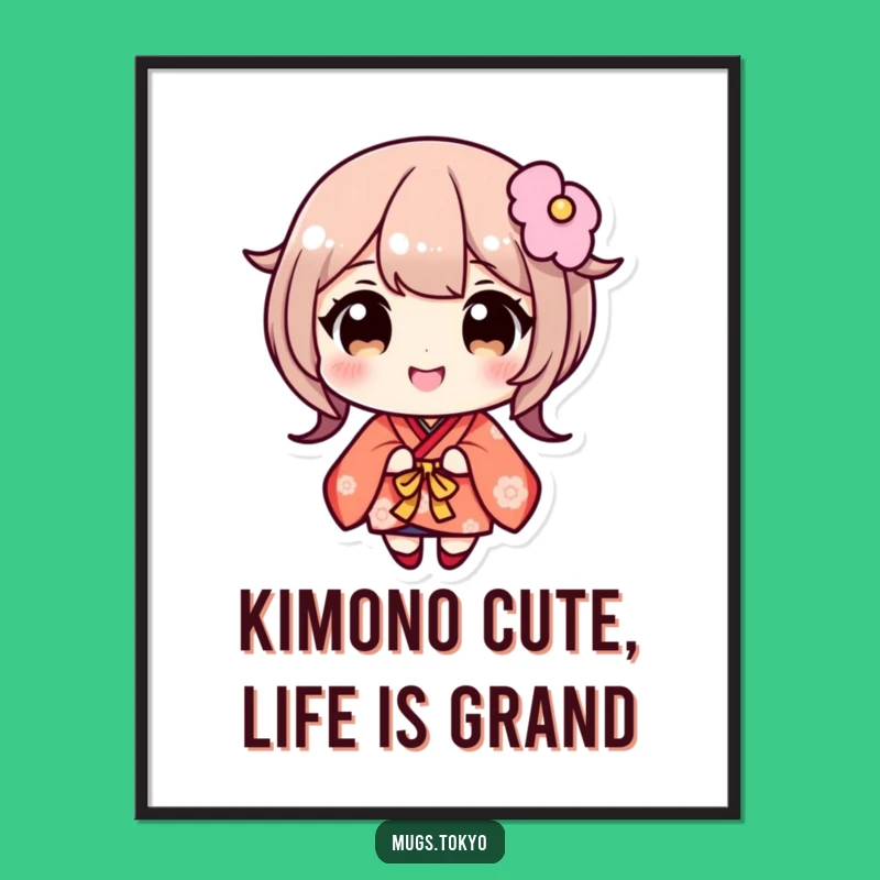 Funny Free Printable Wall Art: Wide-Eyed Kimono Character, Quirky Downloadable Decor