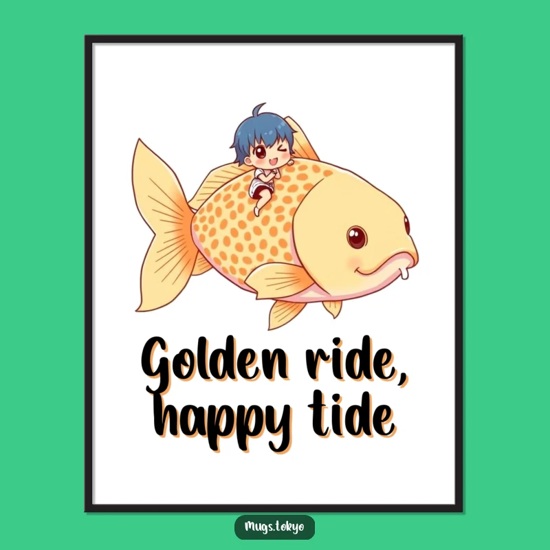 Free Printable Wall Art: Tiny Rider on Giant Goldfish, Hilarious Downloadable Decor