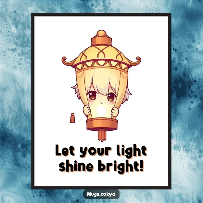 Funny Free Printable Wall Art of a character curiously peeking from behind a softly glowing lantern, bringing an element of enchanting mystery.