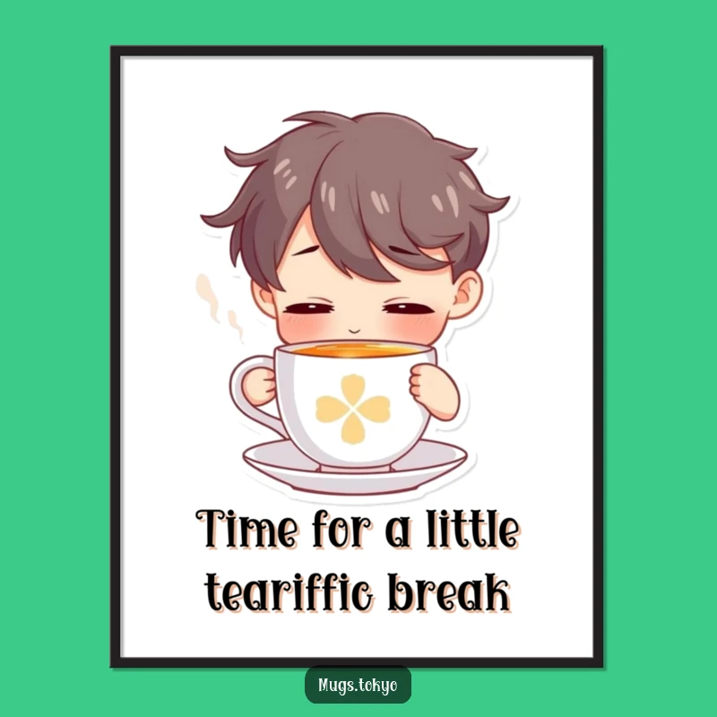 Funny Free Printable Wall Art: Cozy Tea Sip Character - Whimsical Downloadable Decor Gift