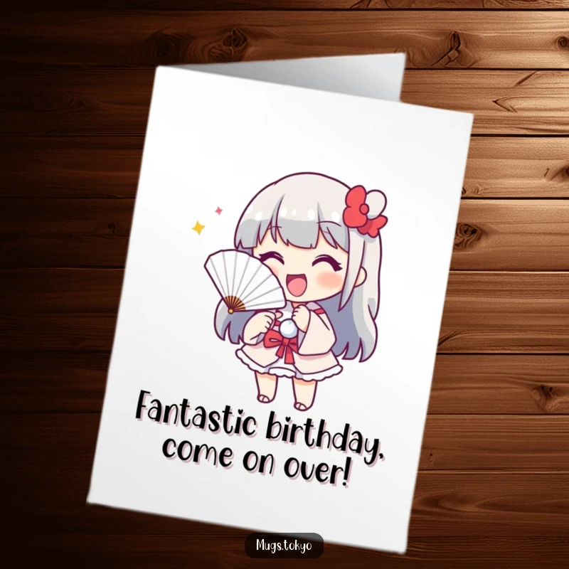 Funny Free Printable Birthday Card: Happy Character Waving Fan, Inviting Birthday Fun