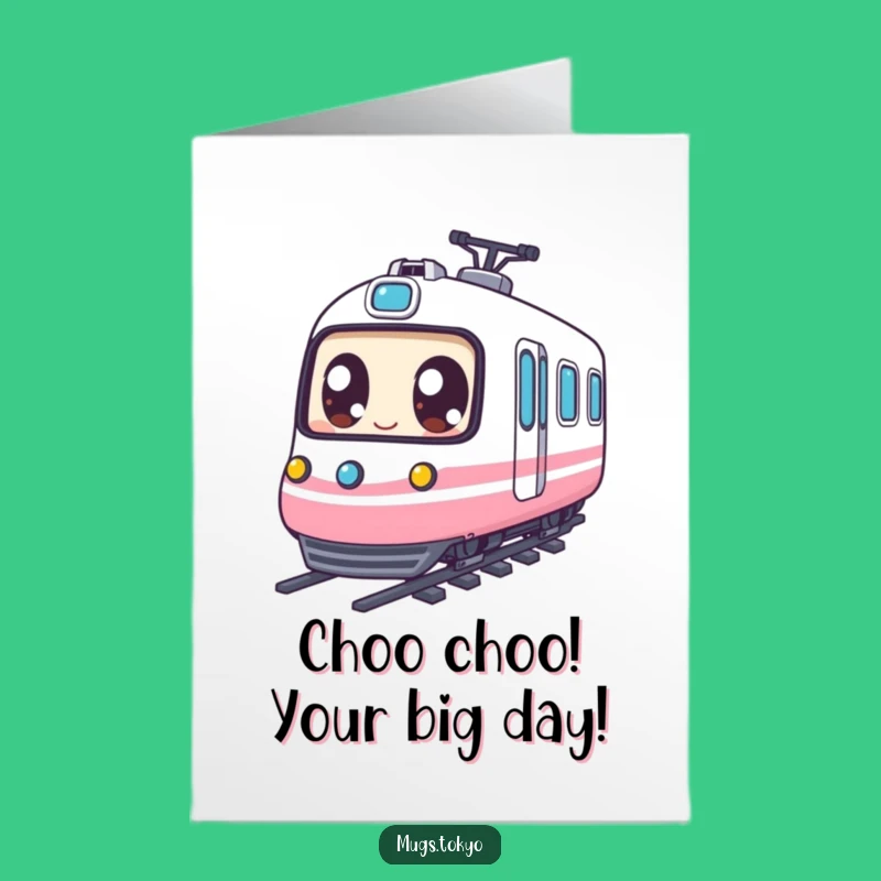 Free Printable Birthday Card: Expressive Eyed Train Rider Funny Downloadable Gift