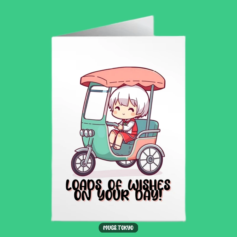 Free Printable Birthday Card: Funny Overloaded Rickshaw Character, Hilarious Downloadable Gift