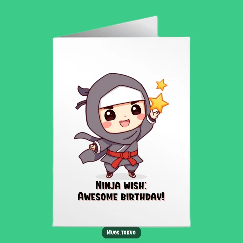 Free Printable Birthday Card: Ninja Star Toss Funny Downloadable Gift