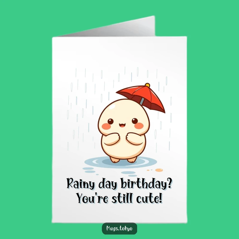 Free Printable Funny Dumpling Birthday Card: Rainy Day Cheer Downloadable