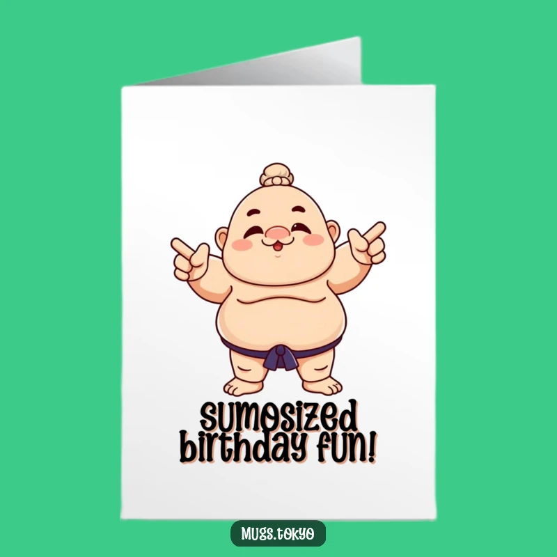 Funny Free Printable Birthday Card: Sumo Wrestler Points Downloadable Gift