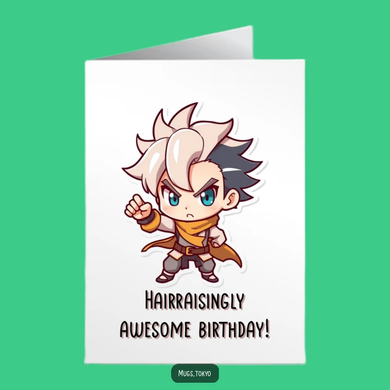 Free Printable Birthday Card: Dynamic Hair Character, Bold Downloadable Gift