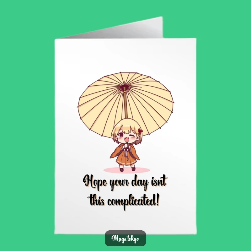 Free Printable Birthday Umbrella Card: Funny Japanese Humor Downloadable Gift for Him/Her