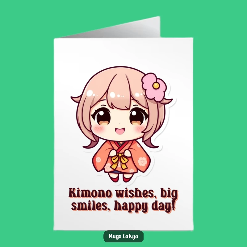Free Printable Birthday Card: Wide-Eyed Kimono Character, Hilarious Downloadable Gift