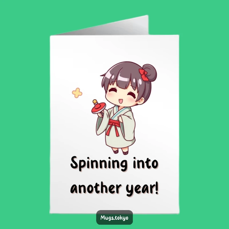 Free Printable Birthday Yukata Card: Funny Japanese Toy Downloadable Gift for Kids