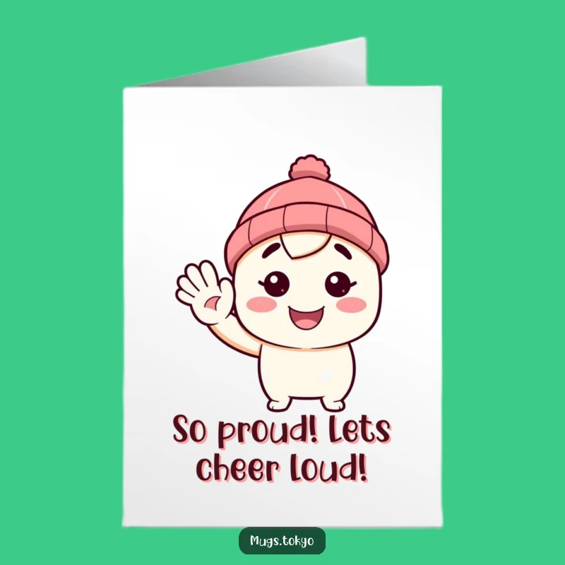 Free Printable Congrats Card: Beanie Character Waving, Funny Downloadable Gift