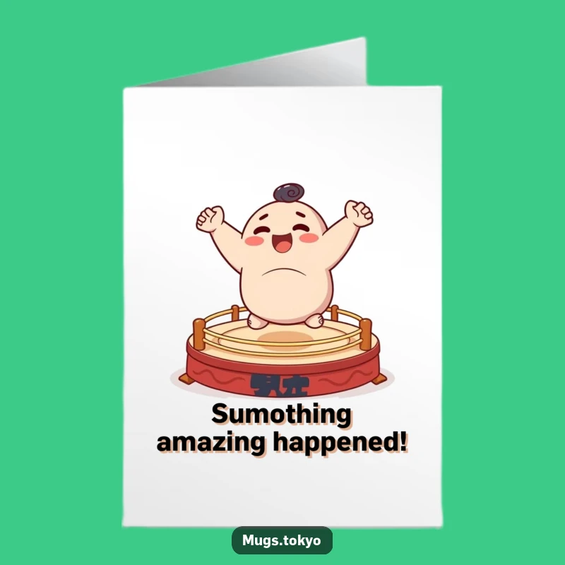 Free Printable Congrats Card: Bouncing Sumo, Whimsical Downloadable Gift