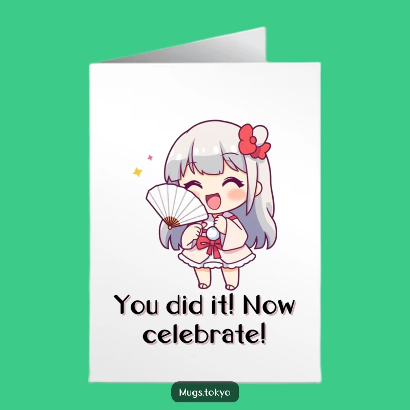 Free Printable Congrats Card: Cheerful Fan Character, Funny Downloadable Gift