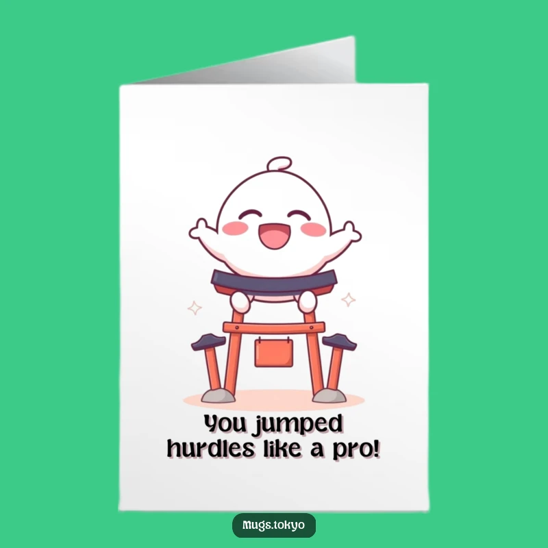 Free Printable Congrats Card: Dango Leaps Over Hurdles for Your Win