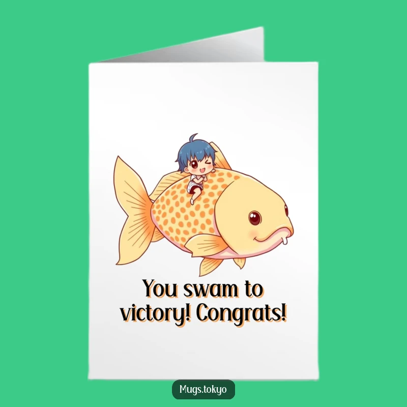 Free Printable Congratulations Card: Giant Goldfish Rider for a Whimsical DIY Gift