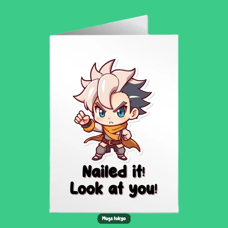 Free Printable Congrats Card: Dynamic Hair Character, Bold Downloadable Gift