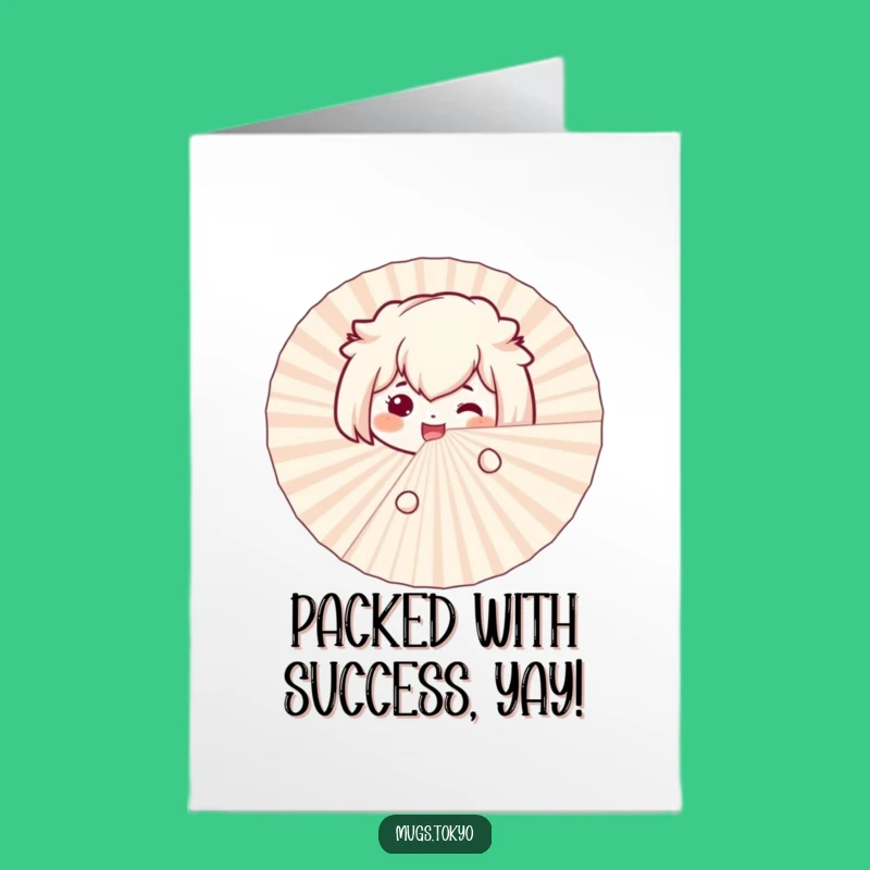 Free Printable Bento Box Congratulations Card: Funny Fan Peek Downloadable