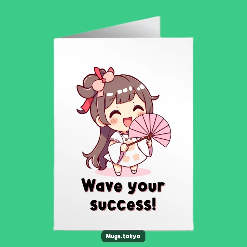 Free Printable Congrats Card: Waving Fan Funny Downloadable Gift of Enthusiasm