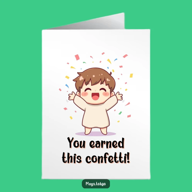 Free Printable Congrats Card: Joyful Confetti Character Funny Downloadable
