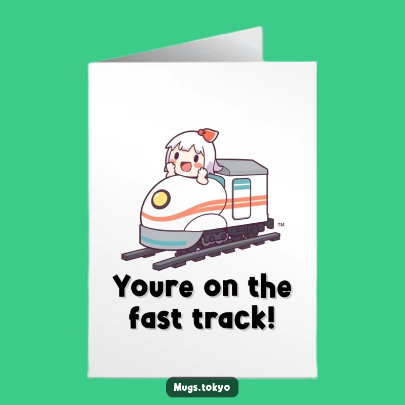 Free Printable Bullet Train Congrats Card: Cute Character Speeds to Victory!