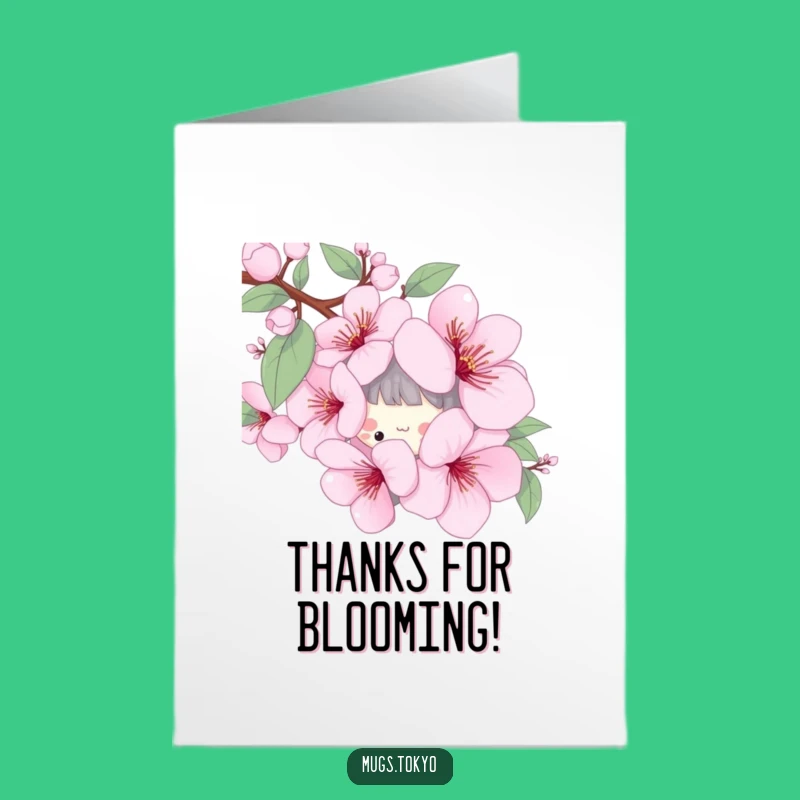Free Printable Thank You Card: Cherry Blossom Peek Funny Downloadable