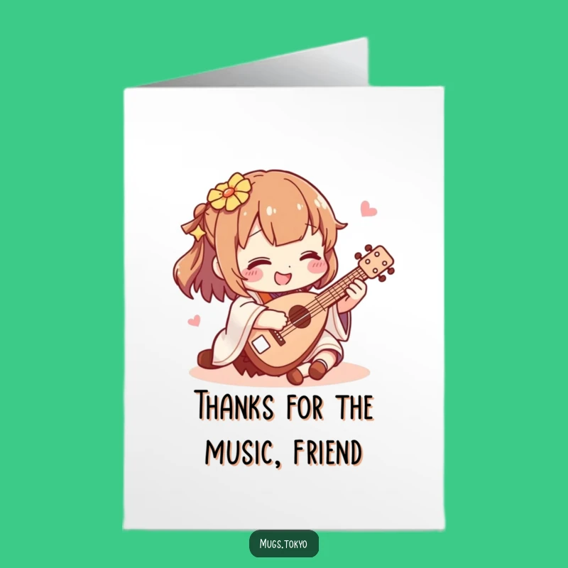Free Printable Thanks Shamisen Card: Funny Japanese Music Downloadable Gift of Gratitude