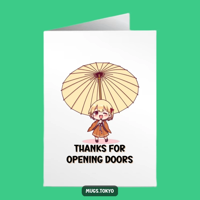 Free Printable Thanks Umbrella Card: Funny Japanese Humor Downloadable Gift of Gratitude