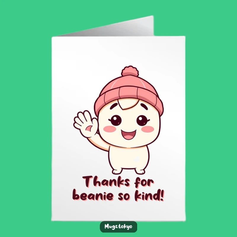 Free Printable Thank You Card: Beanie Character Waving, Funny Downloadable Gift