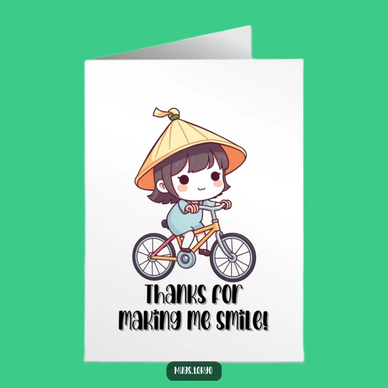 Free Printable Thank You Card: Japanese Hat Cyclist, Sweet Downloadable Gift of Thanks