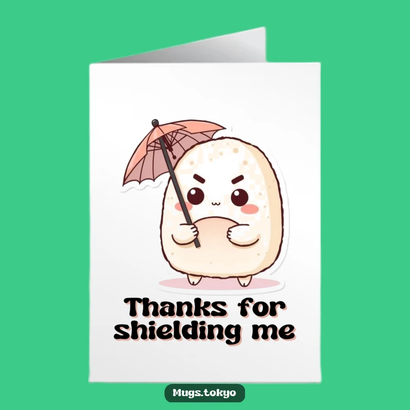 Free Printable Thank You Card: Onigiri's Umbrella for Grateful Thanks