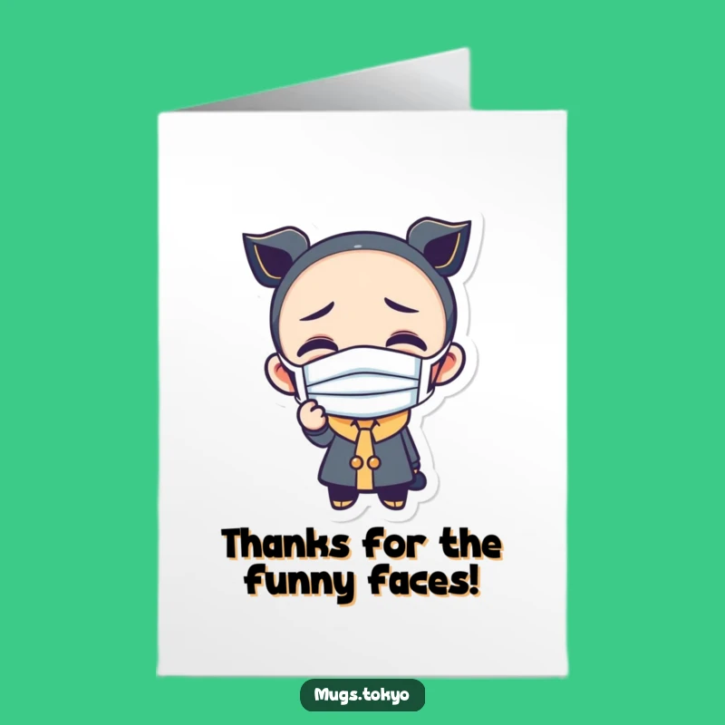 Free Printable Funny Face Mask Thank You Card: Silly Character Gratitude for Instant Download