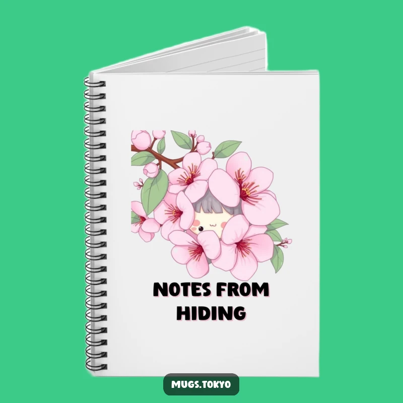 Funny Cherry Blossom Notebook - Playful Character Spring Journal Gift
