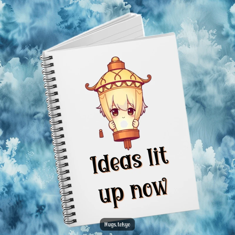 Funny Notebook: A character humorously peeks from behind a glowing lantern, perfect for jotting down notes with a mysterious touch.
