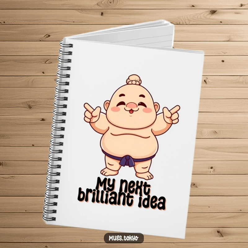Funny notebook featuring a sumo wrestler character playfully pointing, perfect for notes and sketches.
