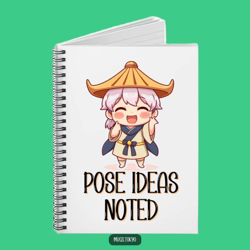 Funny Japanese Hat Pose Notebook - Quirky Journal - Creative Funny Gift