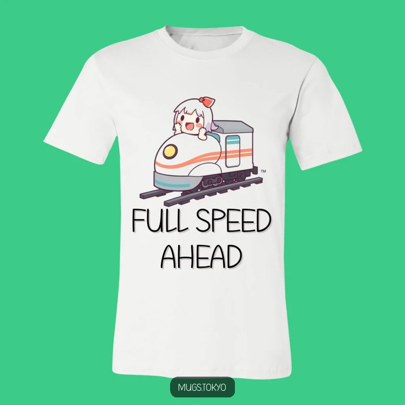 Funny Bullet Train Tee: Adorable Character's Fast Ride, Hilarious Outfit