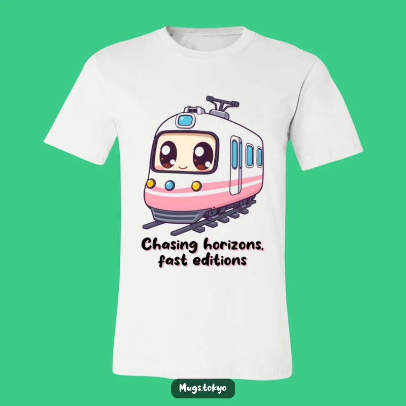 Funny Expressive Eyed Character on Bullet Train T-Shirt, Great Funny Gift Tee