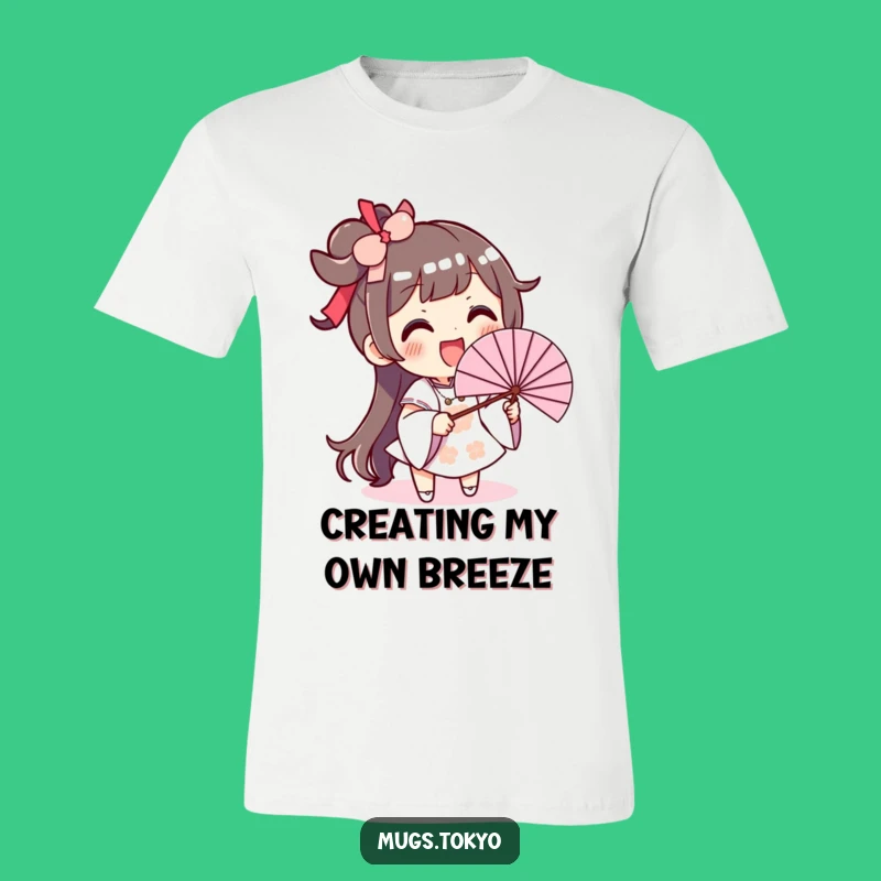 Funny Fan Waving T-Shirt: Excited Character, Hilarious and Breezy Style