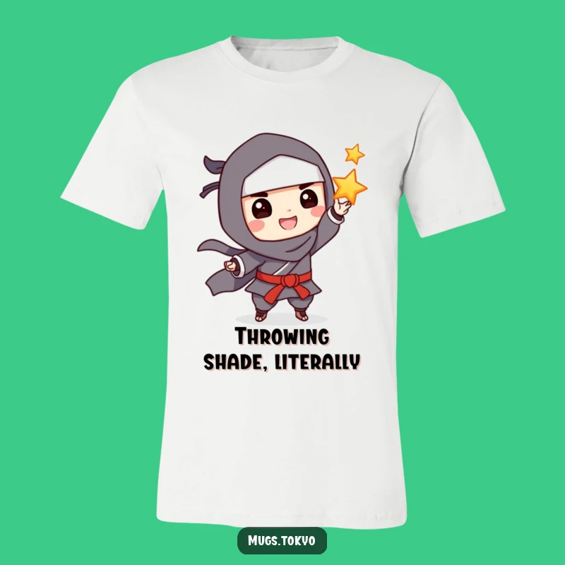 Funny Grinning Ninja Tossing Star T-Shirt, Awesome Funny Ninja Gift Tee